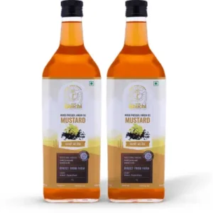 Janki's Shuchi Cold Pressed Organic Mustard Oil - 1 Ltr (Pack 2) Wood Pressed Mustard Oil Glass Bottle  (2 x 1 L)
