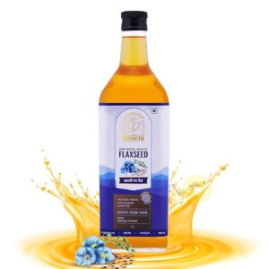 Janki's Shuchi Shuchi Wood Pressed Flaxseed Oil 1 Ltr I Certified Organic Cold Pressed Flaxseed Oil With I Virgin & Natural Healthy Cooking Oil Extracted Using Lakdi Ghani/Kacchi Ghani/Chekku Method