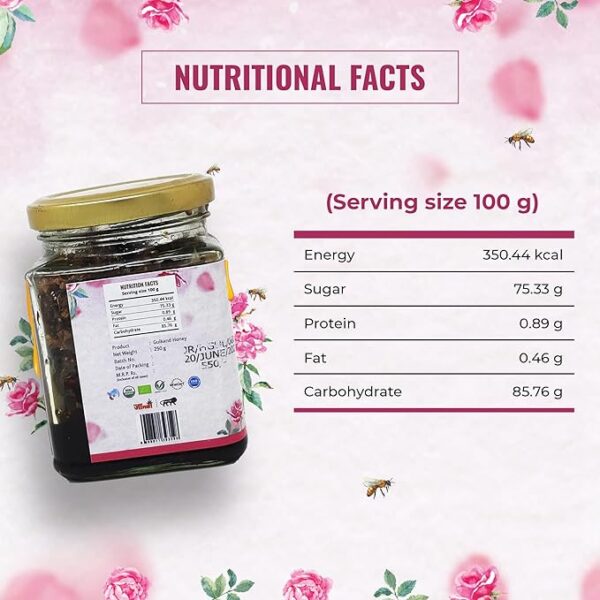 Janki's Shuchi Pure Natural Honey-Gulkand | Unprocessed Organic Honey | Rose Petal-Honey| 250g - Image 3