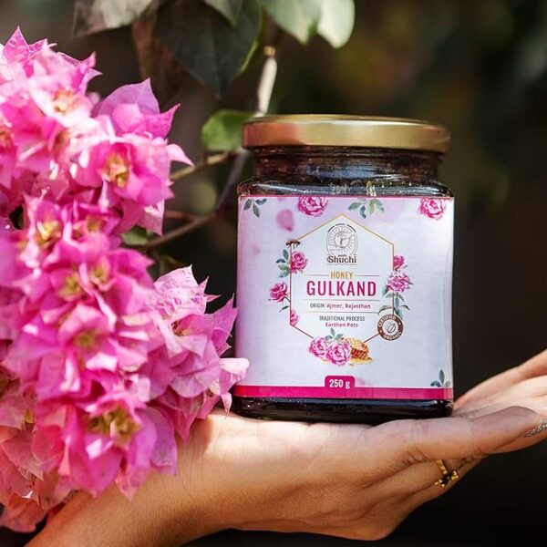 Janki's Shuchi Pure Natural Honey-Gulkand | Unprocessed Organic Honey | Rose Petal-Honey| 250g - Image 5